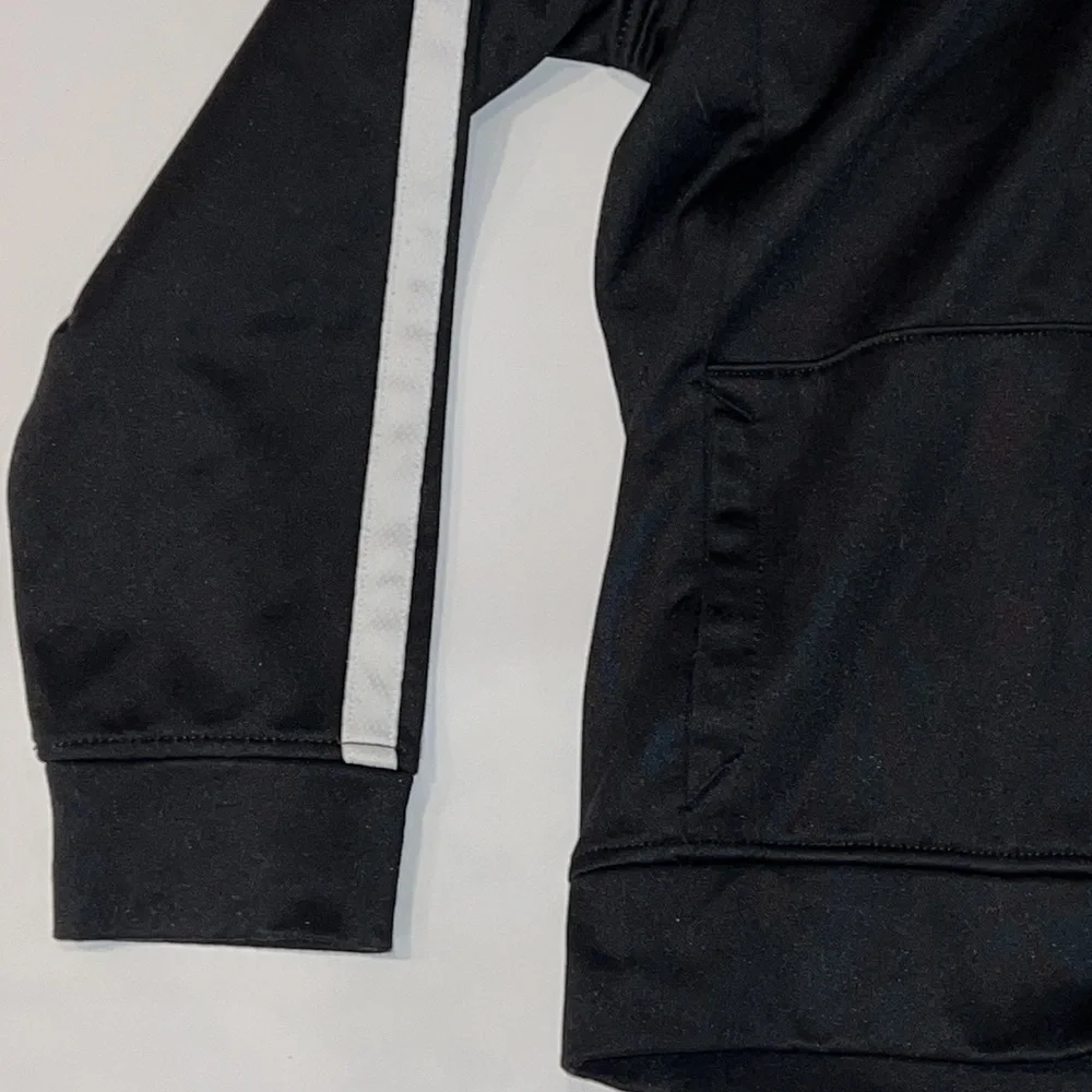 Place Sport Size L 10/12 Kids Athletic Black with White Stripes Zipper Jacket